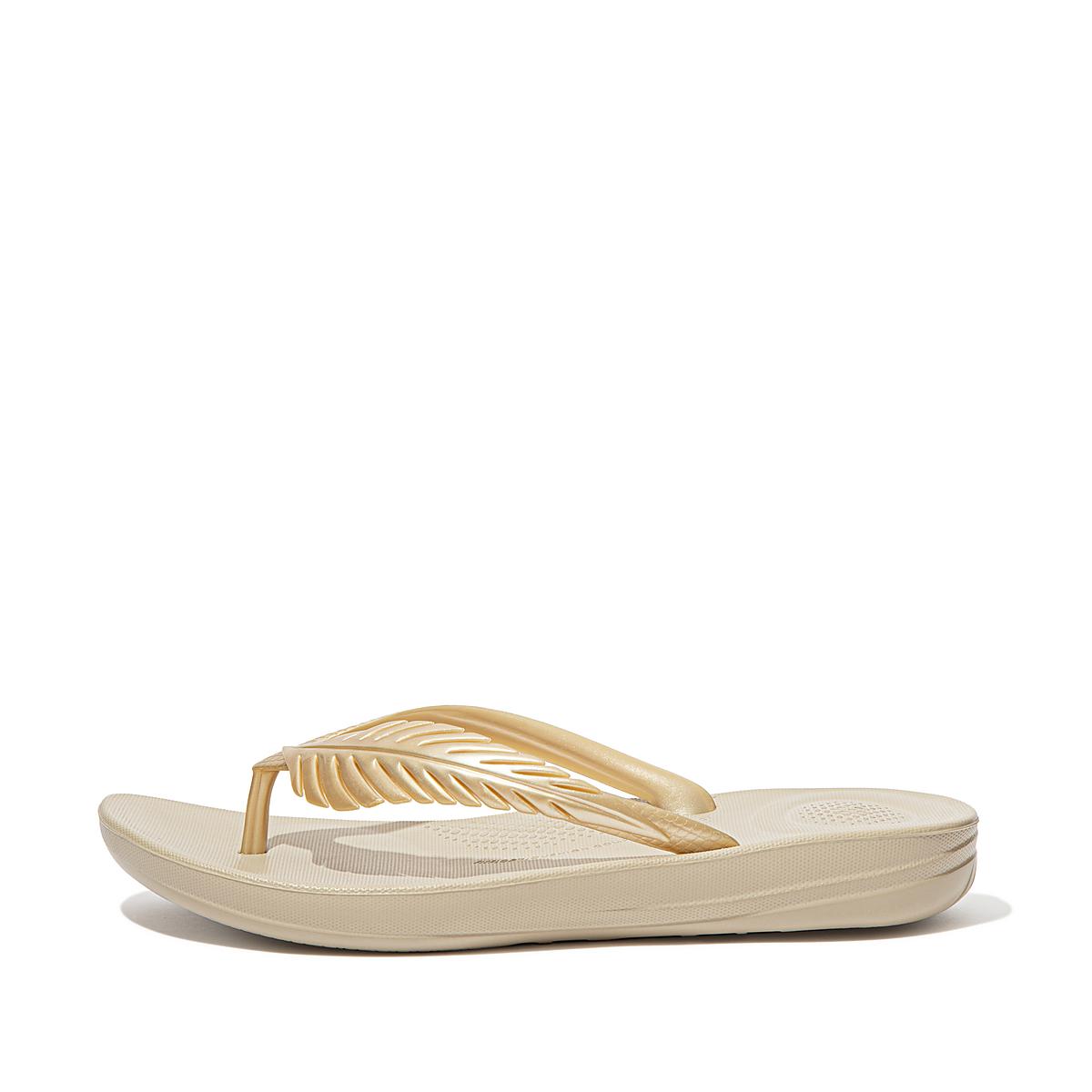 Chanclas Fitflop Mujer - Fitflop Iqushion Feather Marrones/Doradas