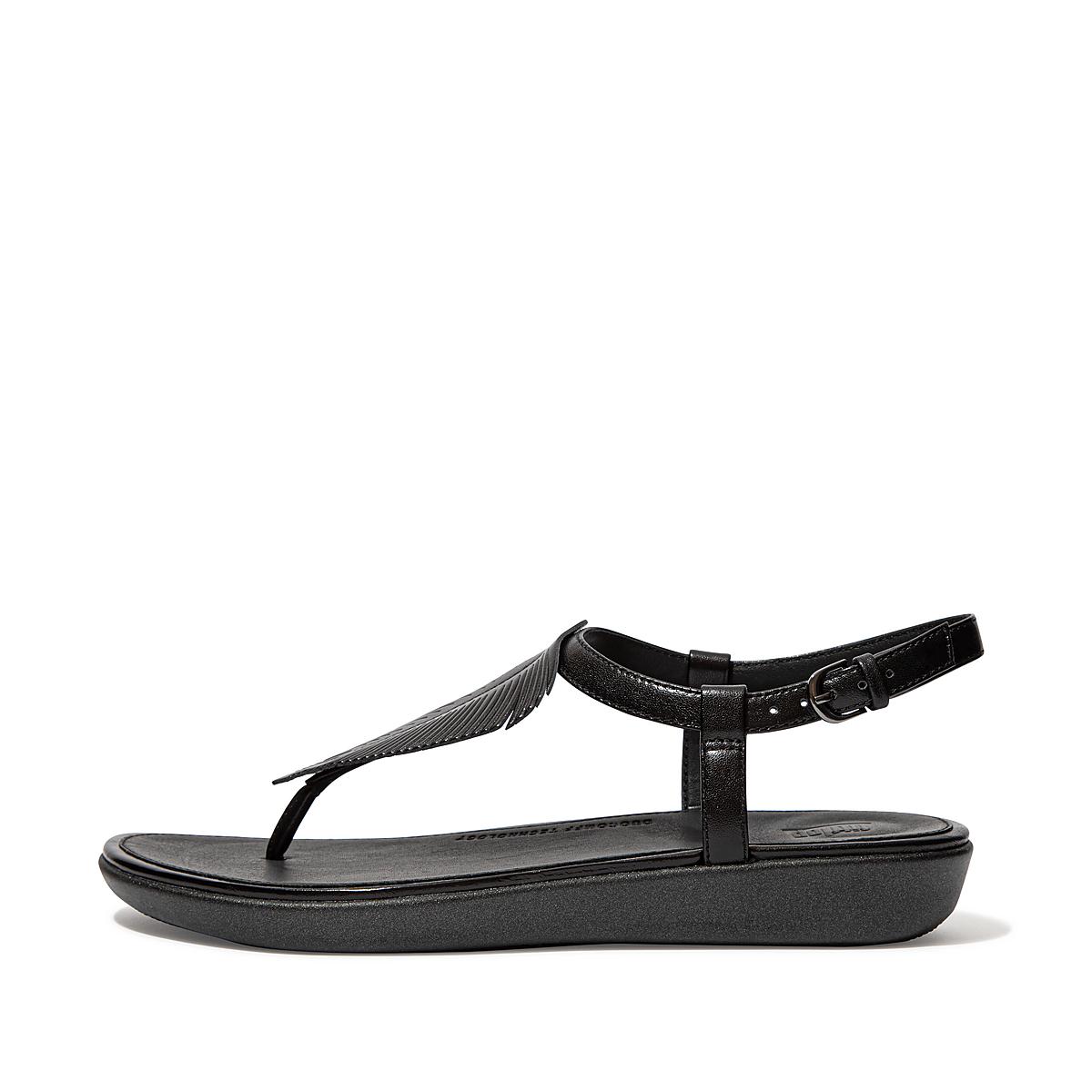 Sandalias Fitflop - Fitflop Tia Feather Leather Back-Strap Mujer Negras